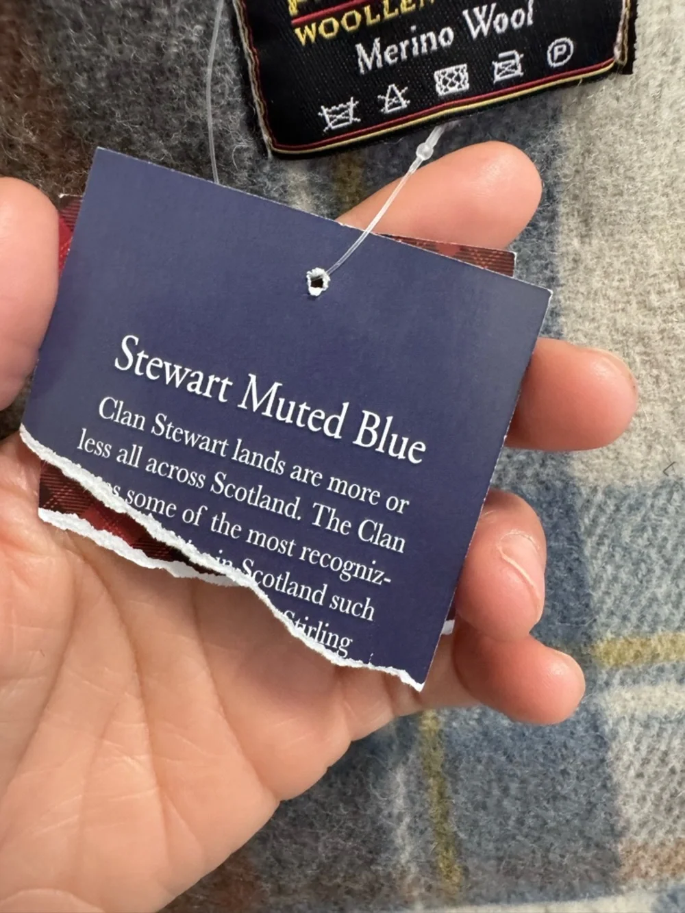 PATRICK KING WOOLLEN COMPANY Stewart Muted Blue Deluxe Pocket Scarf